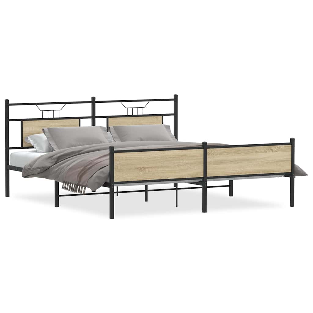 Metalni okvir kreveta bez madraca boja hrasta sonome 183x213 cm
