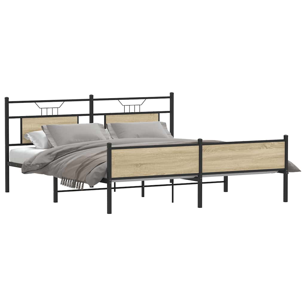 Metalni okvir kreveta bez madraca boja hrasta sonome 183x213 cm