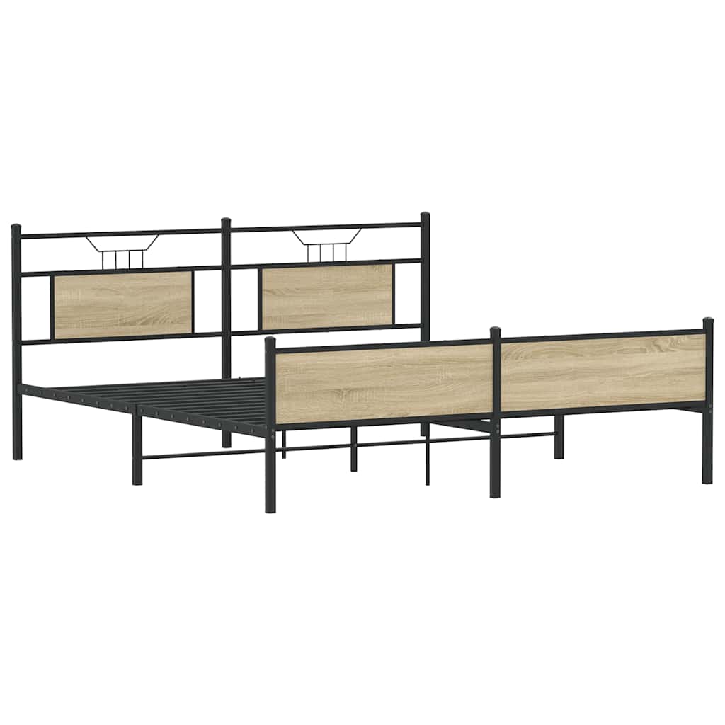 Metalni okvir kreveta bez madraca boja hrasta sonome 183x213 cm