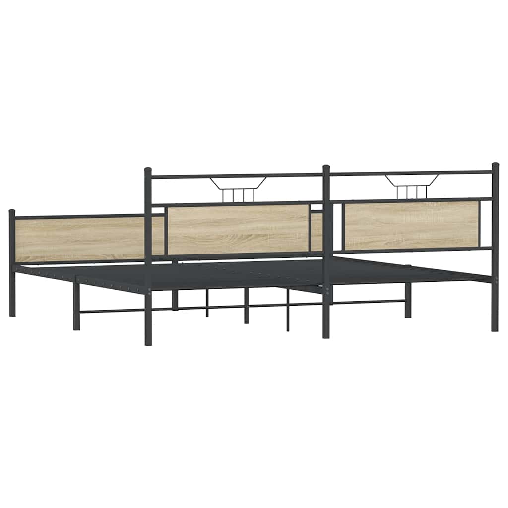 Metalni okvir kreveta bez madraca boja hrasta sonome 200x200 cm