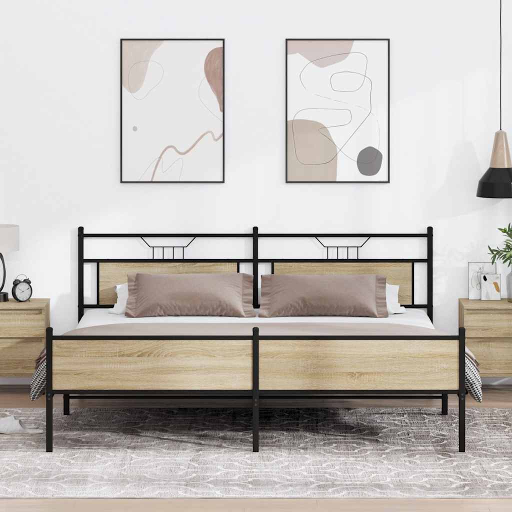 Metalni okvir kreveta bez madraca boja hrasta sonome 200x200 cm