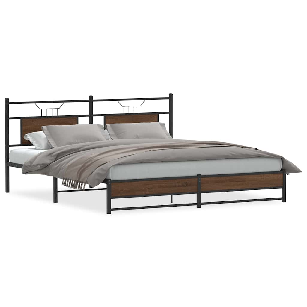 Metalni okvir kreveta bez madraca smeđa boja hrasta 180x200 cm