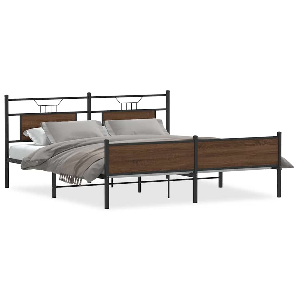Metalni okvir kreveta bez madraca smeđa boja hrasta 160x200 cm