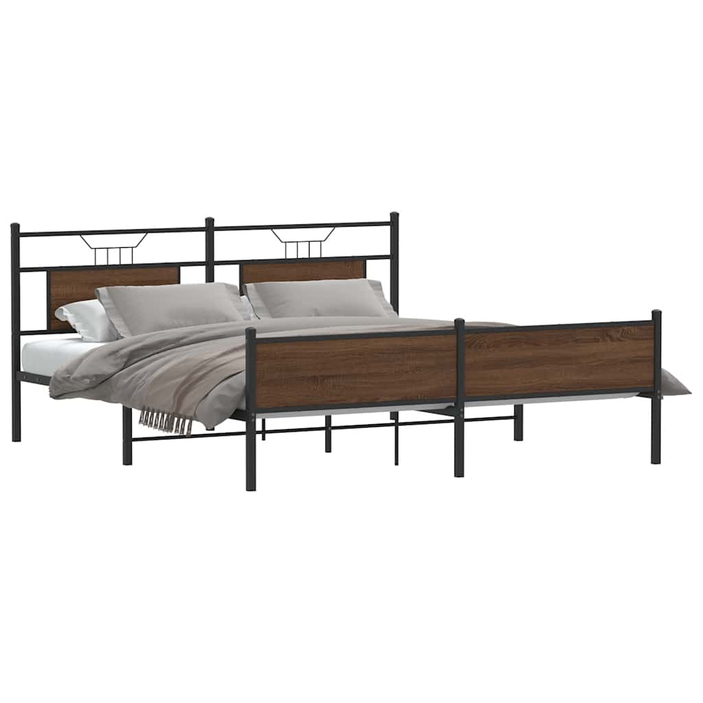 Metalni okvir kreveta bez madraca smeđa boja hrasta 160x200 cm