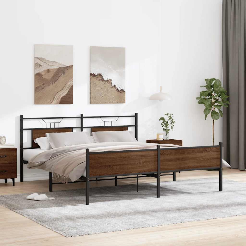 Metalni okvir kreveta bez madraca smeđa boja hrasta 160x200 cm