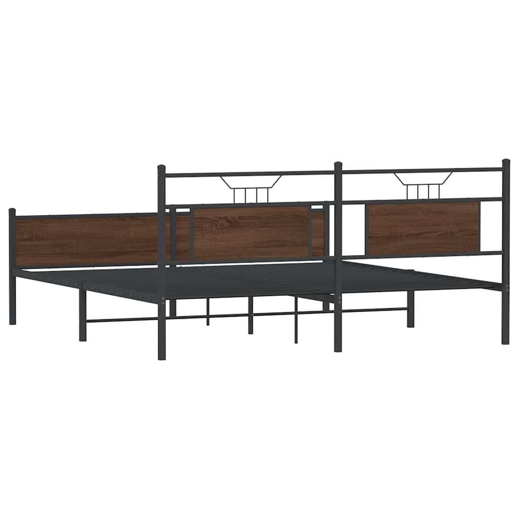 Metalni okvir kreveta bez madraca smeđa boja hrasta 180x200 cm