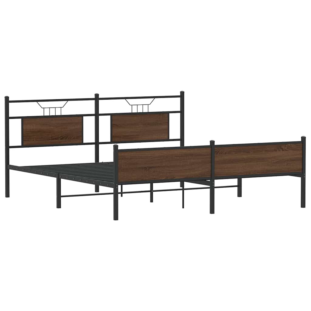 Metalni okvir kreveta bez madraca smeđa boja hrasta 183x213 cm