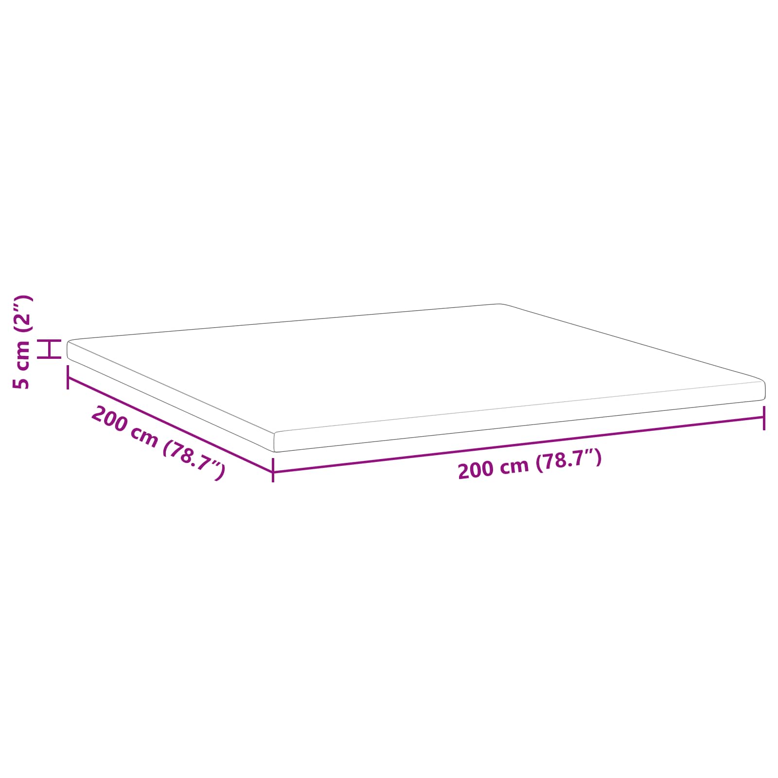 Nadmadrac Bijelo 200 x 200 x 5 cm Jakard tkanina