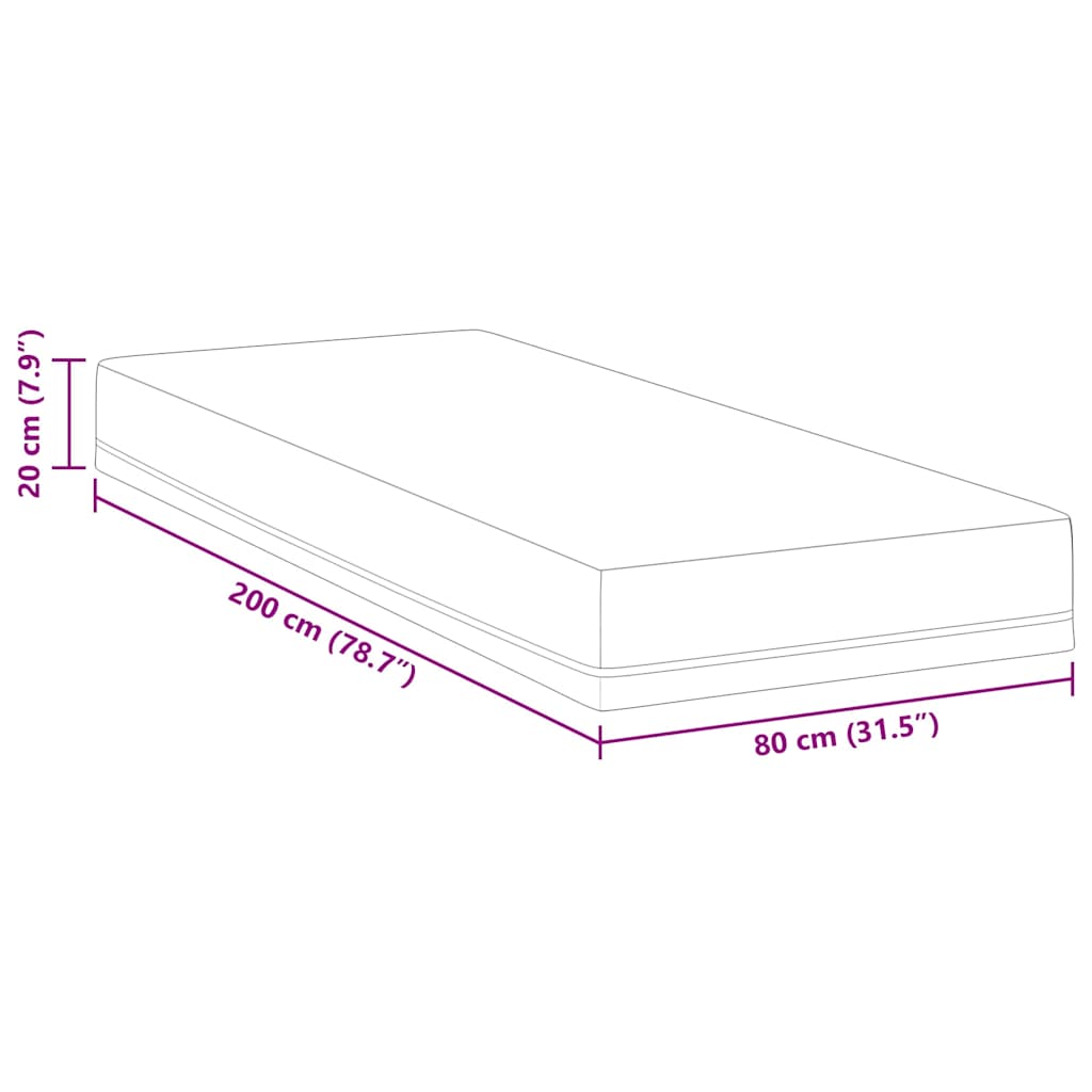 Madrac Bijela i Plava 80 x 200 cm Žakar tkanina