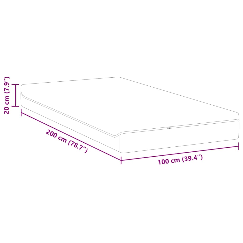 Madrac Bijela i siva 100 x 200 cm Žakar tkanina