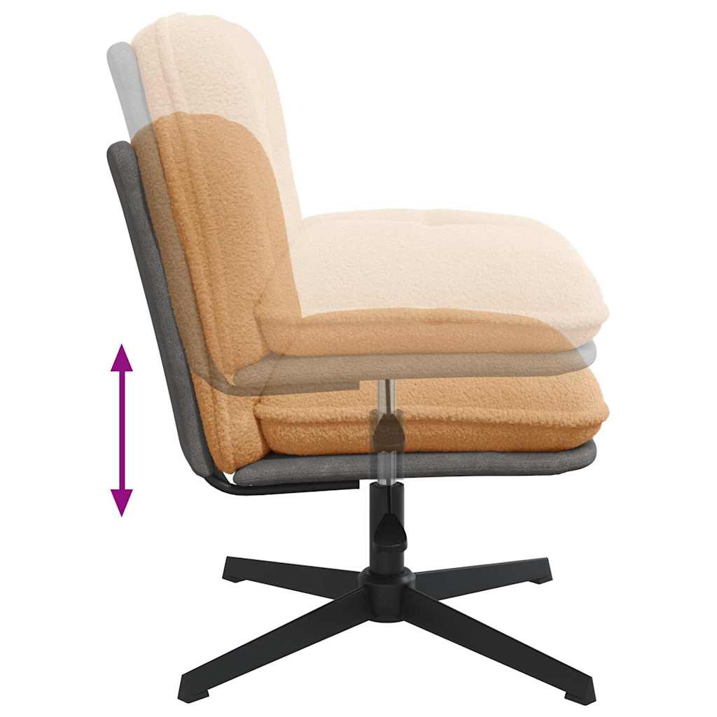 Okretna uredska stolica bež kovrčava tkanina nalik vuni
