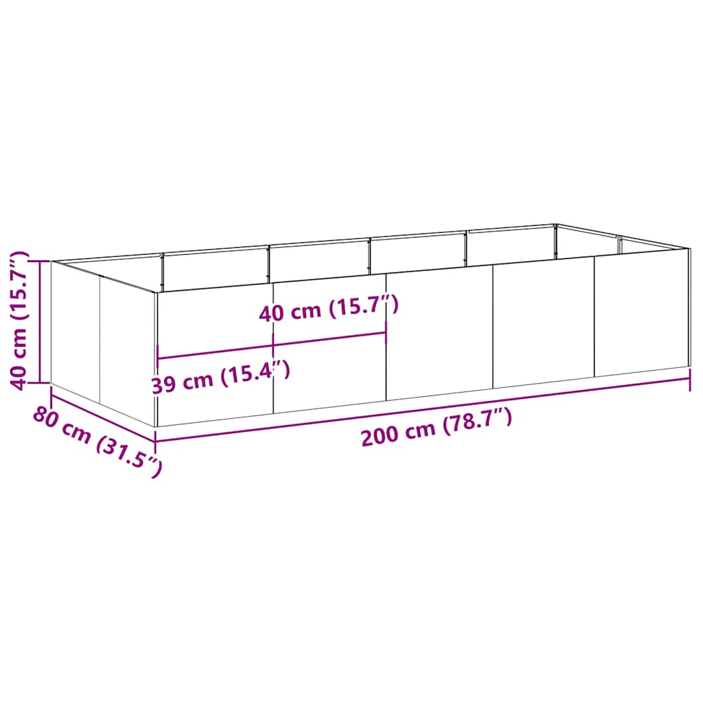 Sadilica crna 200x80x40 cm od čelika