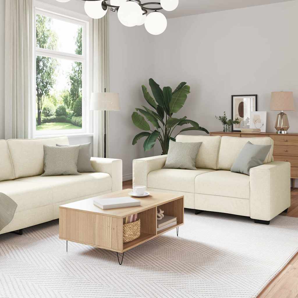 Sofa 3 pcs Bež 221 x 80 x 82 cm Platnasta tkanina