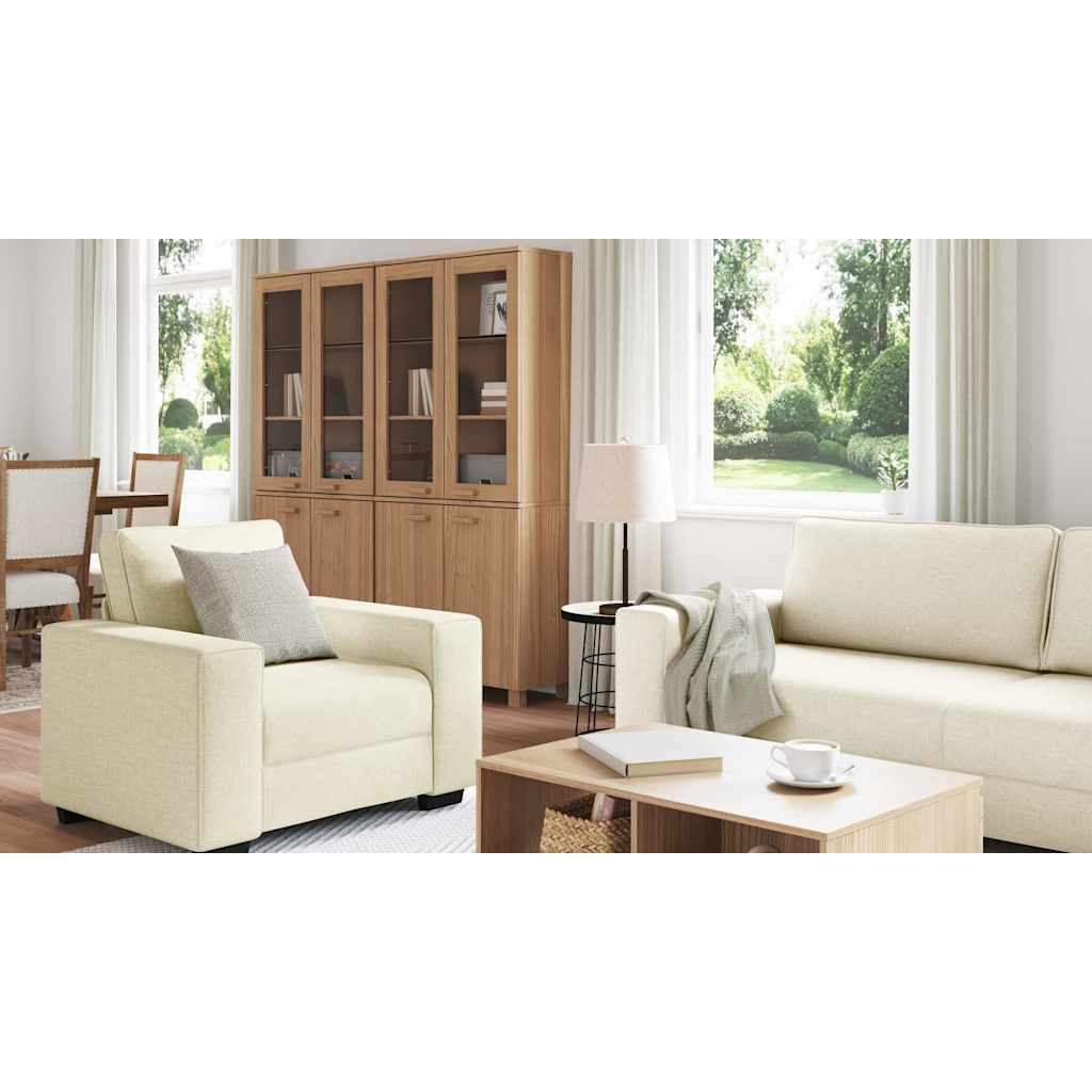 Sofa 3 pcs Bež 221 x 80 x 82 cm Platnasta tkanina