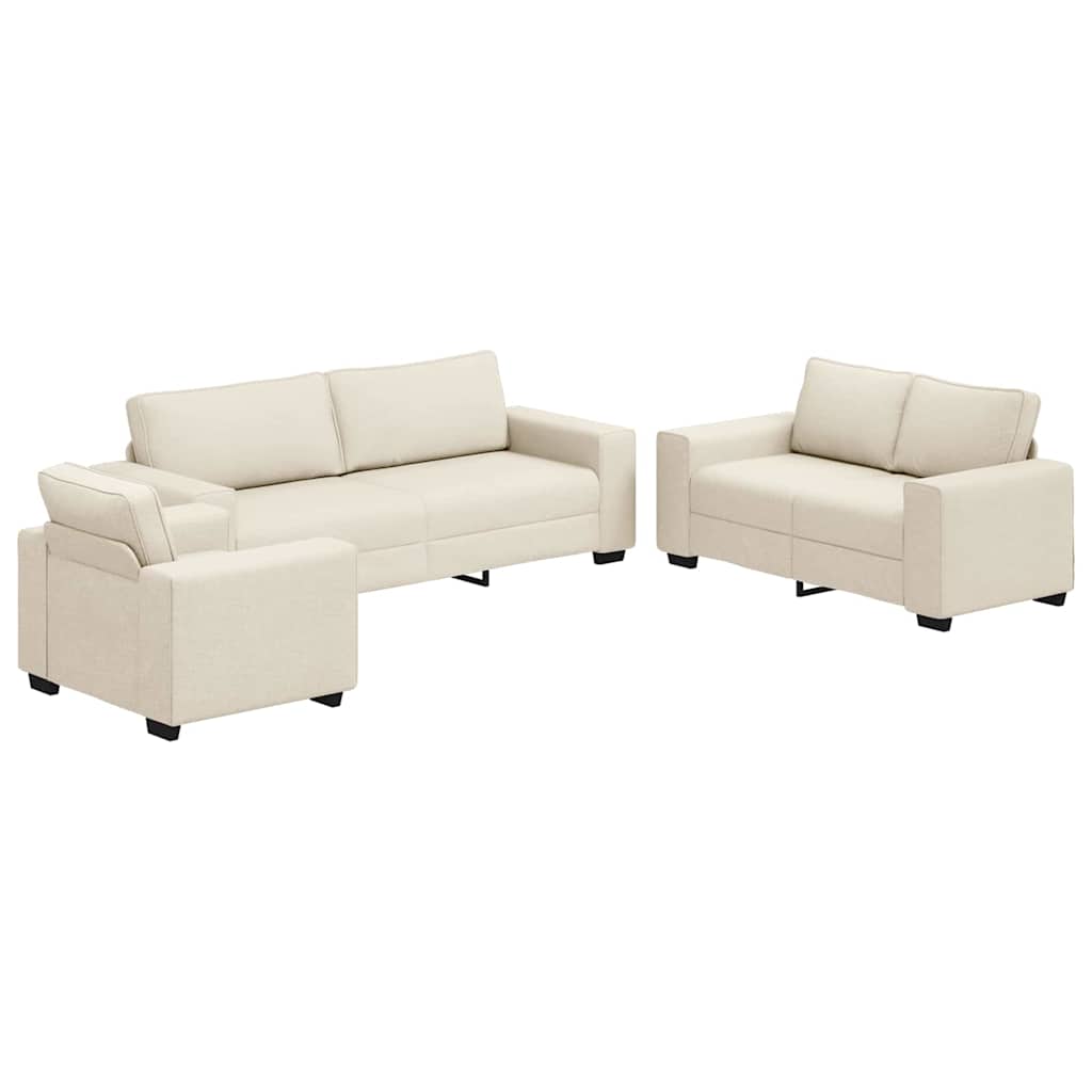 Sofa 3 pcs Bež 221 x 80 x 82 cm Platnasta tkanina
