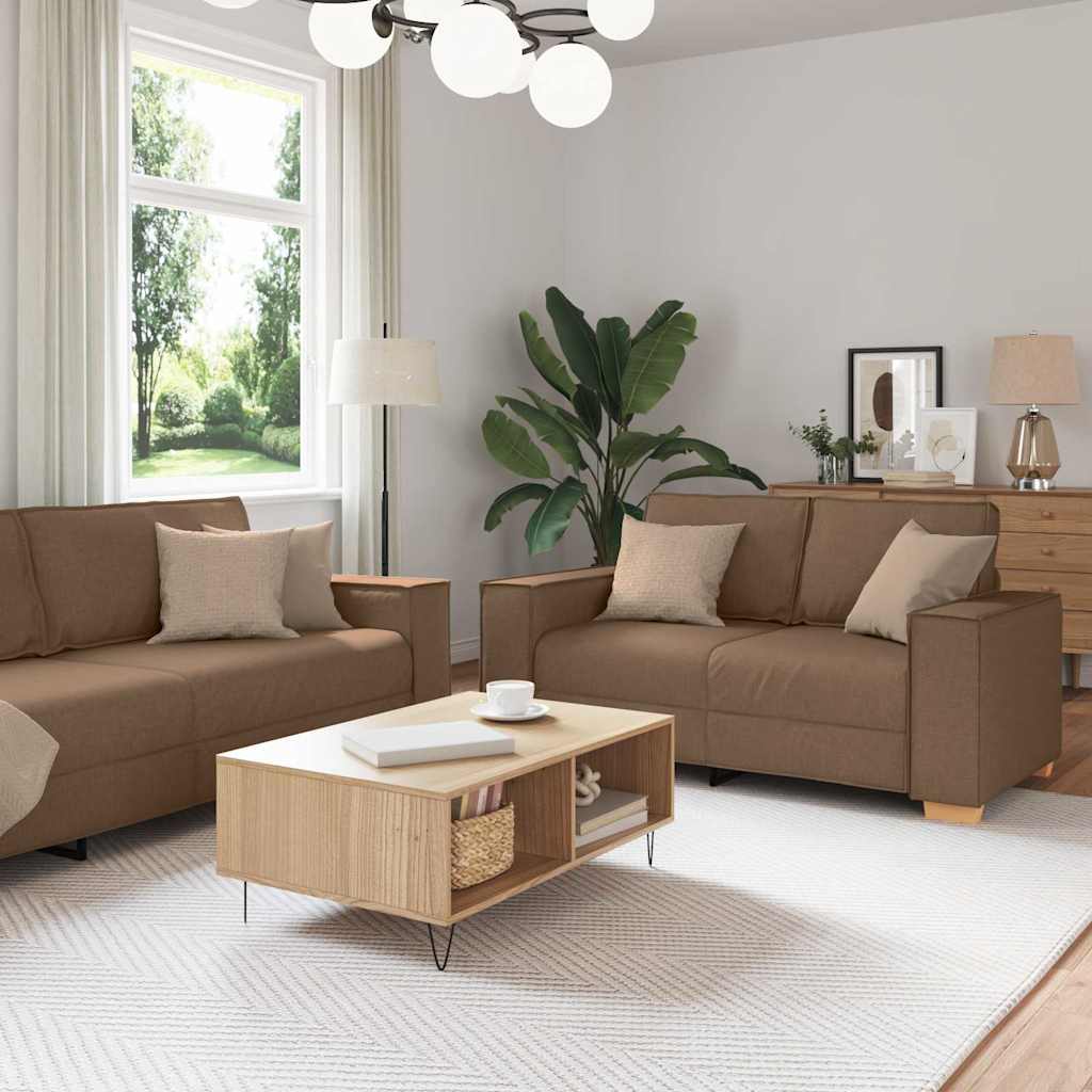 Sofa 3 pcs Smeđa 220 x 80 x 84 cm Platnasta tkanina