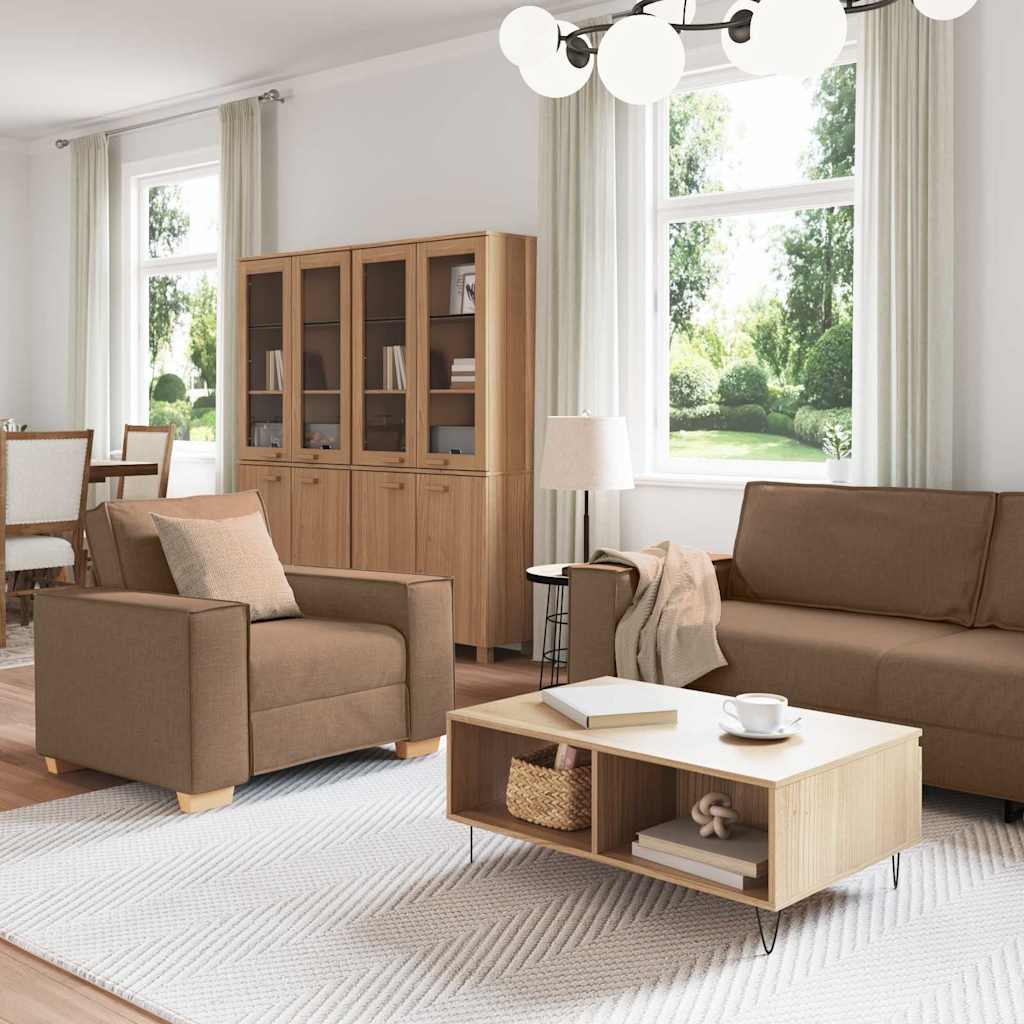 Sofa 3 pcs Smeđa 220 x 80 x 84 cm Platnasta tkanina
