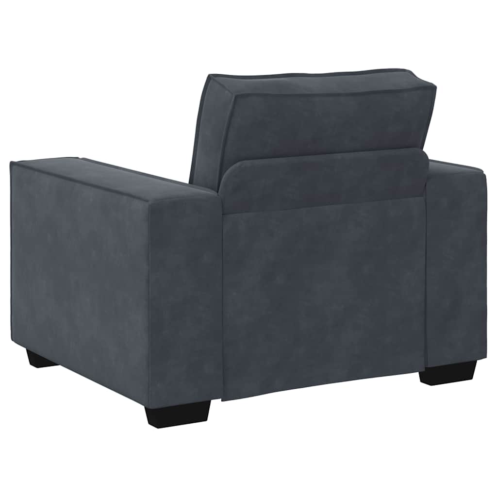 3-dijelni set sofa s jastucima, tamno sivi baršun