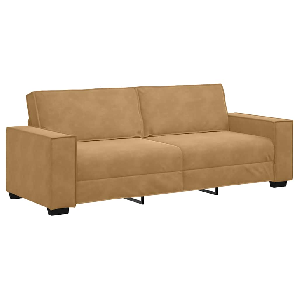 3-dijelni set sofa s jastucima, smeđi baršun