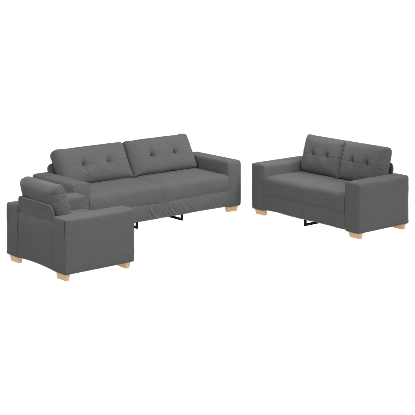 Sofa 3 pcs Tamno siva 221 x 80 x 80 cm Platnasta tkanina
