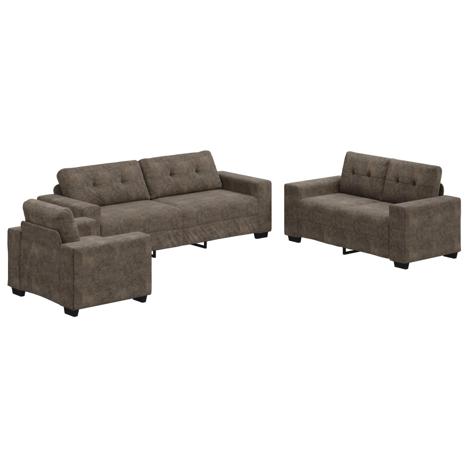 Sofa 3 pcs Tamno siva 221 x 80 x 80 cm Platnasta tkanina