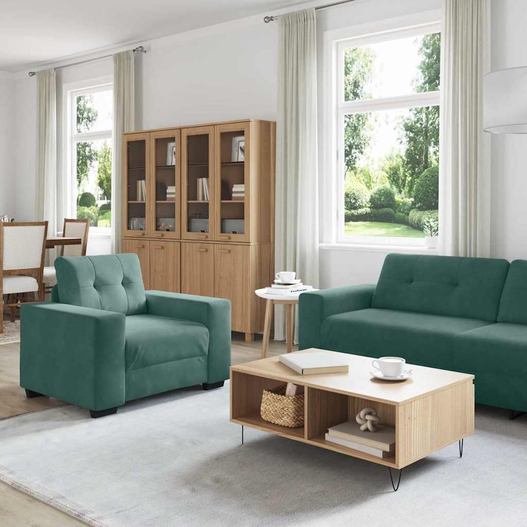 Set sofe 3 pcs Tamnozelena 221 x 80 x 80 cm Baršun