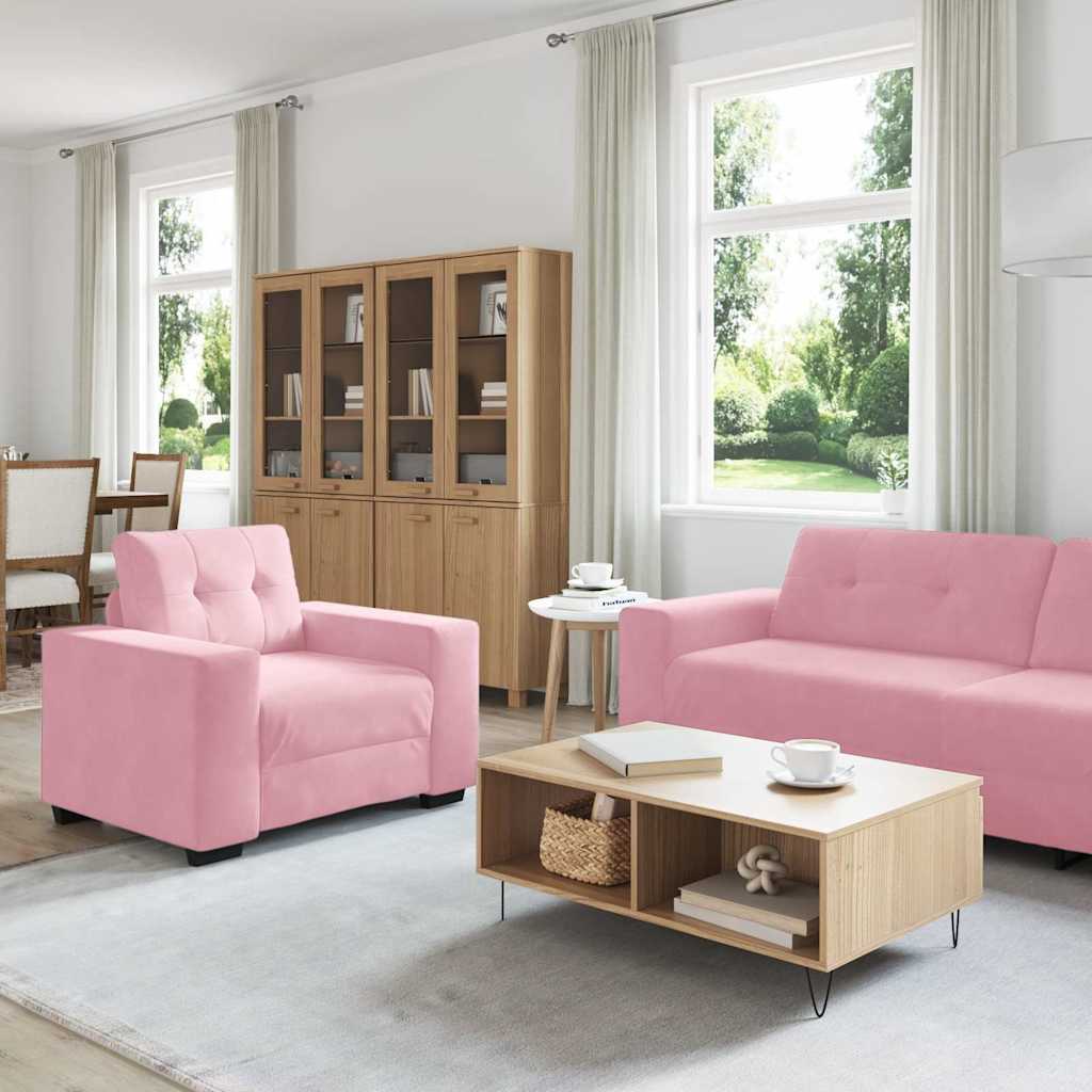 Set sofe 3 pcs Ružičasta 221 x 80 x 80 cm Baršun