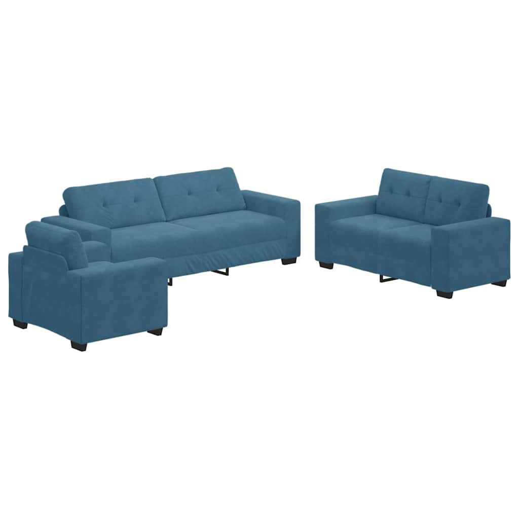 Set sofe 3 pcs Plava 221 x 80 x 80 cm Baršun