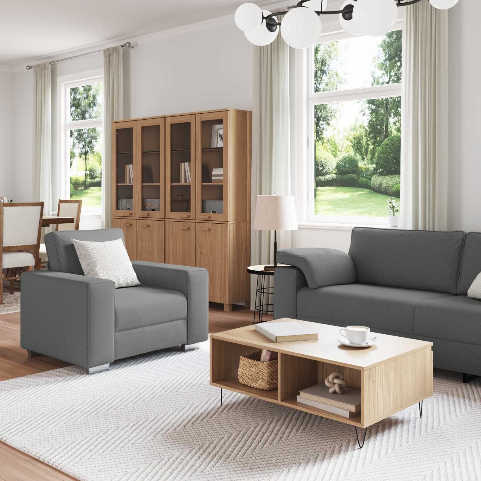 Sofa 3 pcs Tamno siva 219 x 80 x 82 cm Platnasta tkanina