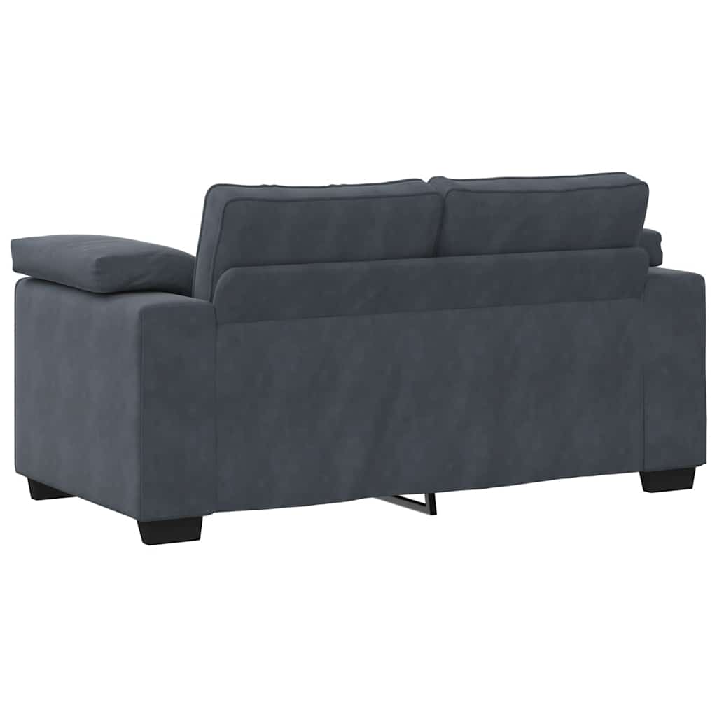 3-dijelni set sofa s jastucima, tamno sivi baršun