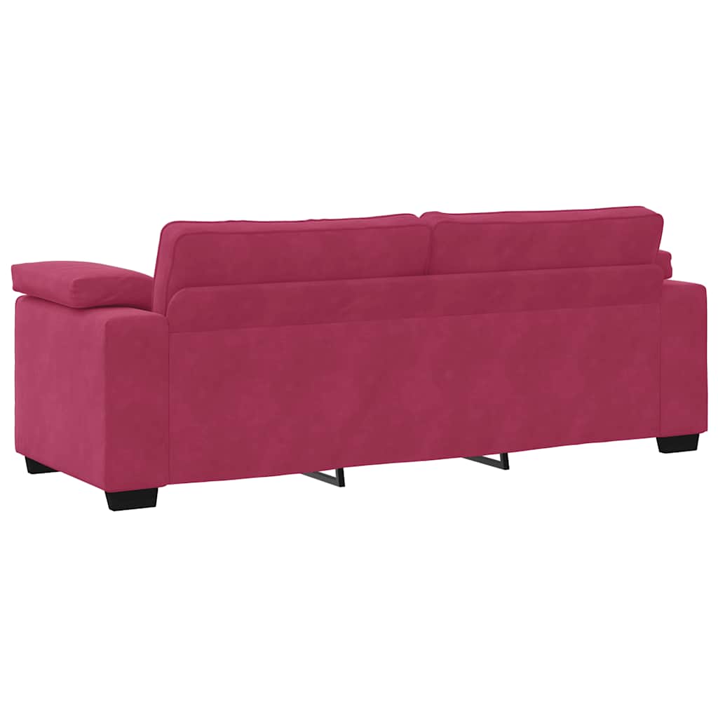 3-dijelni set sofa s jastucima, vinsko crveni baršun
