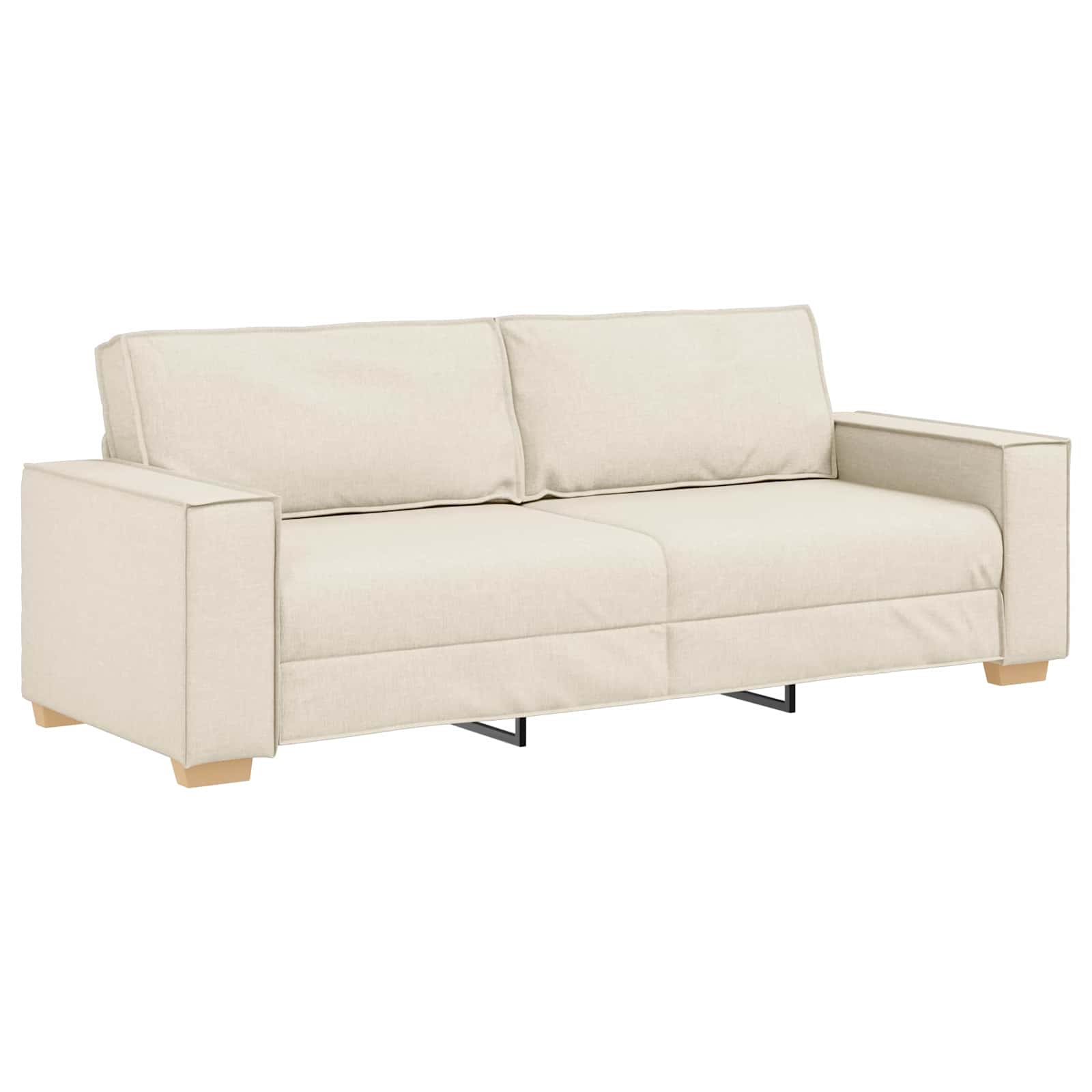 Sofa 2 pcs Bež 220 x 80 x 84 cm Platnasta tkanina