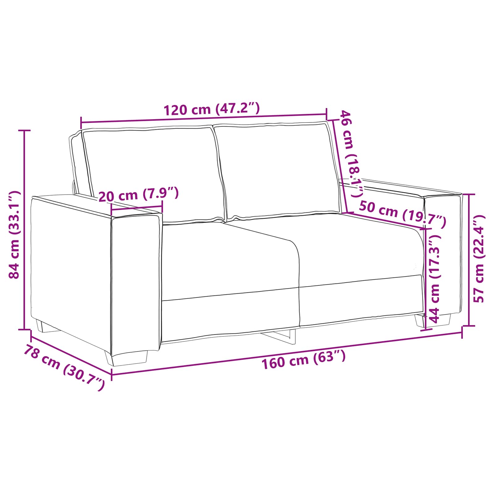 Sofa 2 pcs Bež 220 x 80 x 84 cm Platnasta tkanina