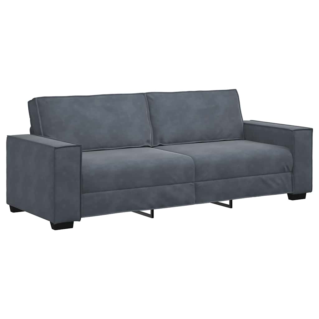 Dvodijelni set sofa s jastucima, tamno sivi baršun