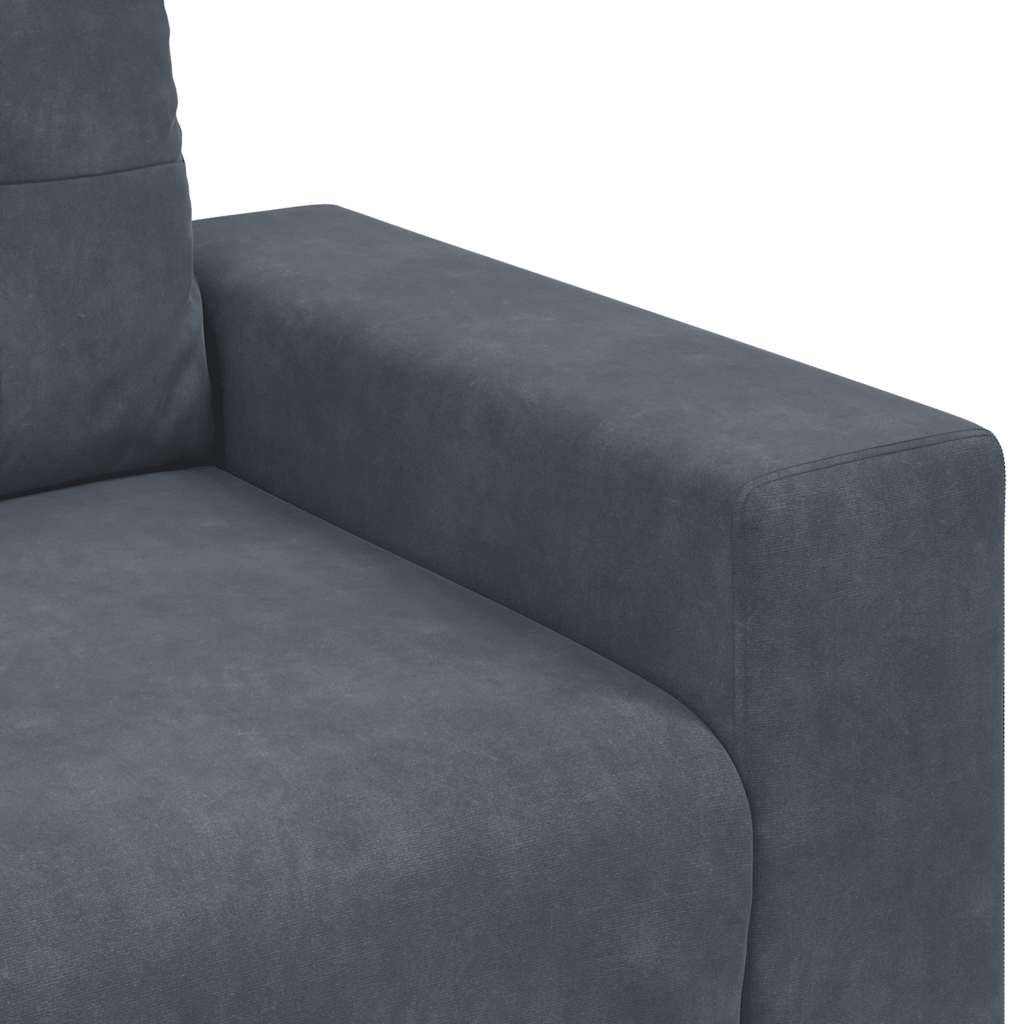 Dvodijelni set sofa s jastucima, tamno sivi baršun
