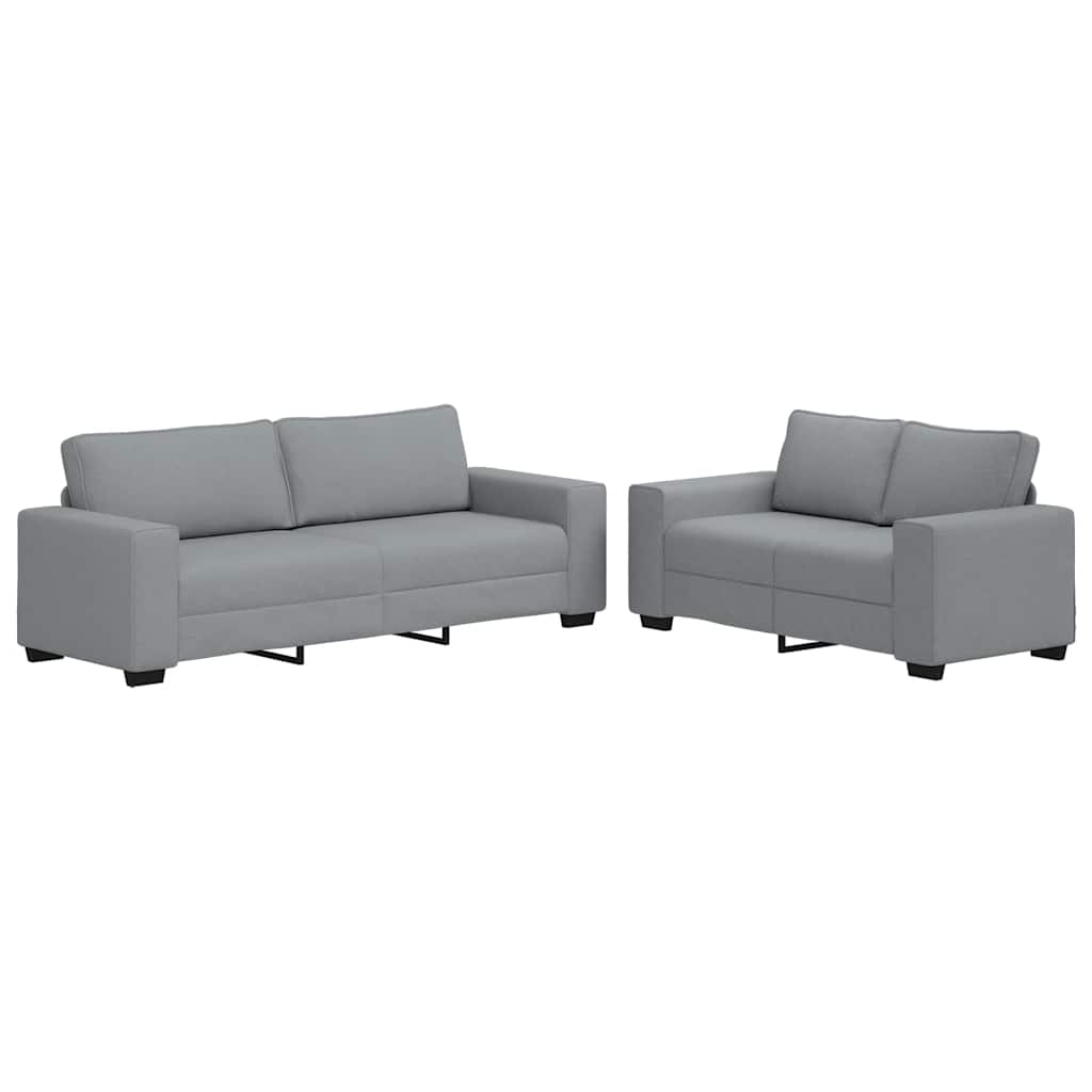 Dvodijelni set sofa s jastucima, svijetlo siva tkanina