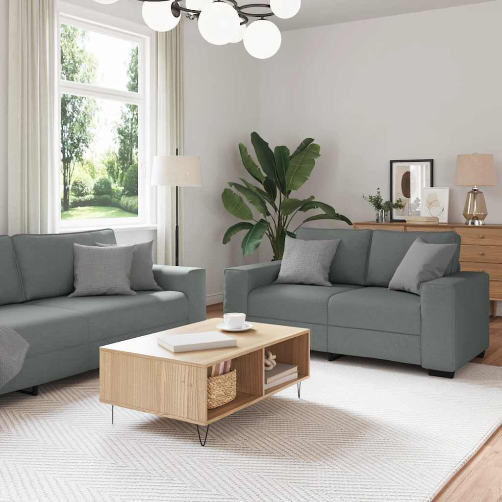 Dvodijelni set sofa s jastucima, tamno siva tkanina