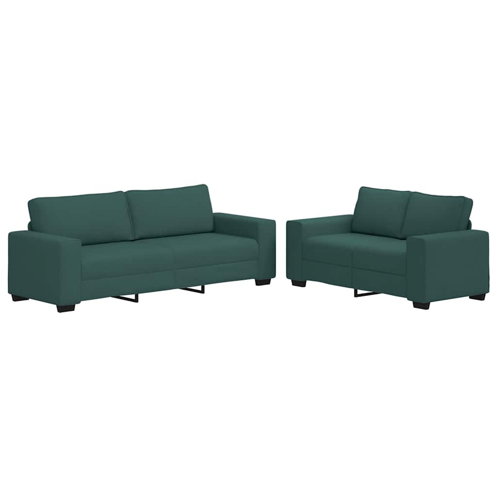 Dvodijelni set sofa s jastucima, tamnozelena tkanina