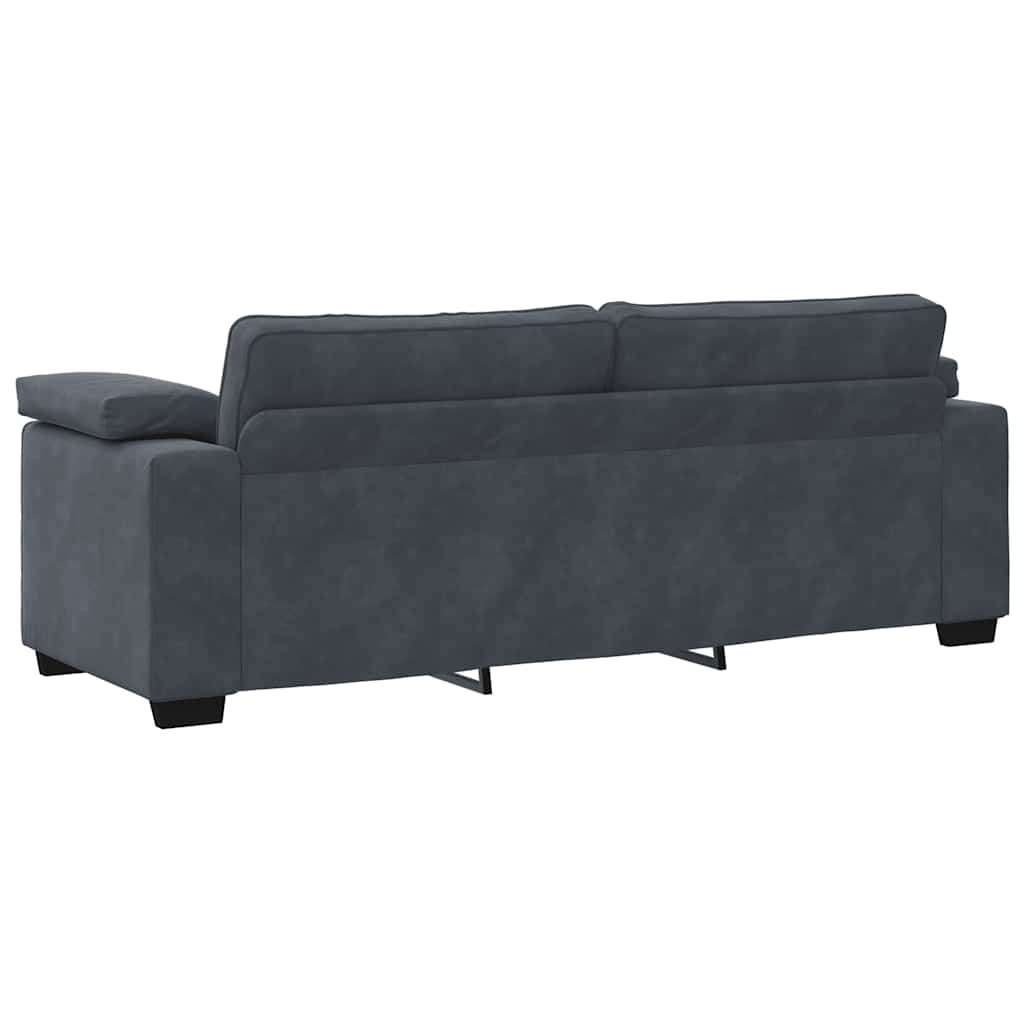 Dvodijelni set sofa s jastucima, tamno sivi baršun