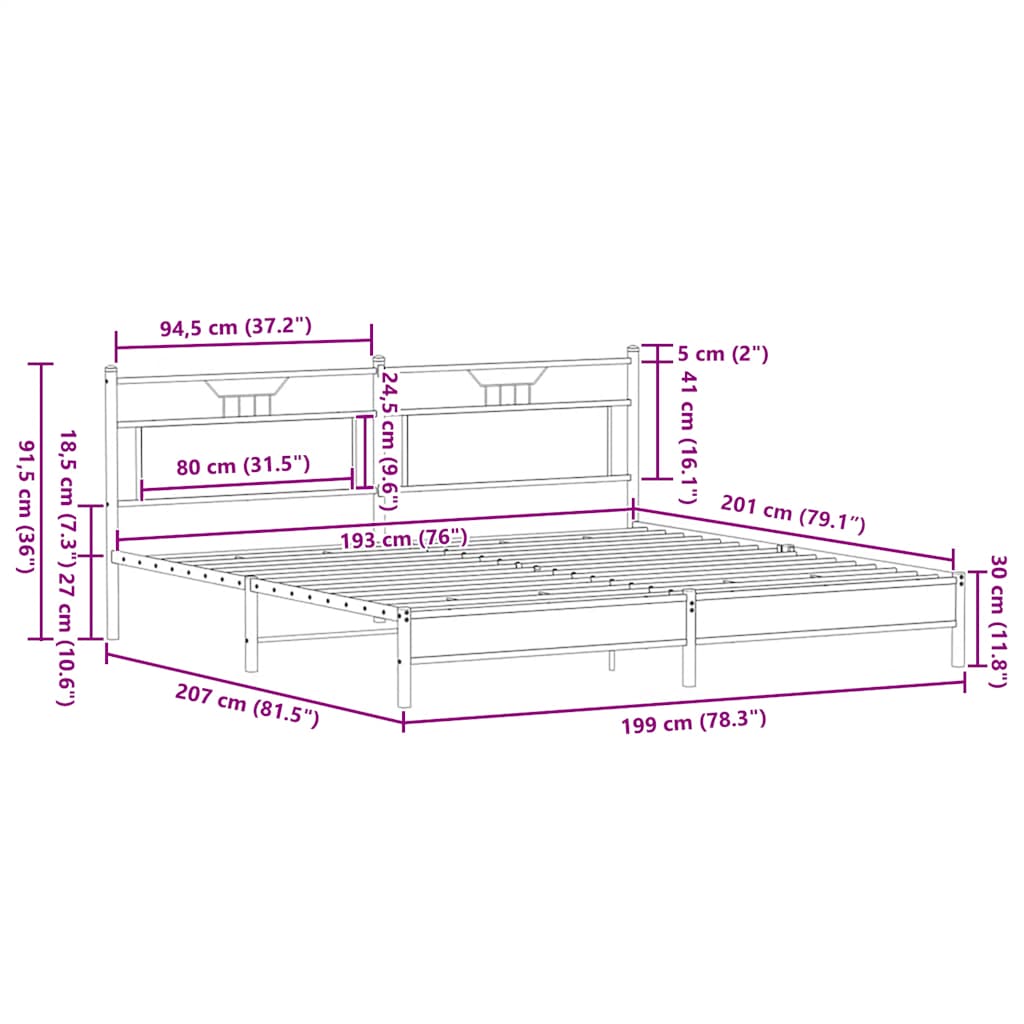 Okvir kreveta bez madraca smeđa boja hrasta 193x201 cm drveni
