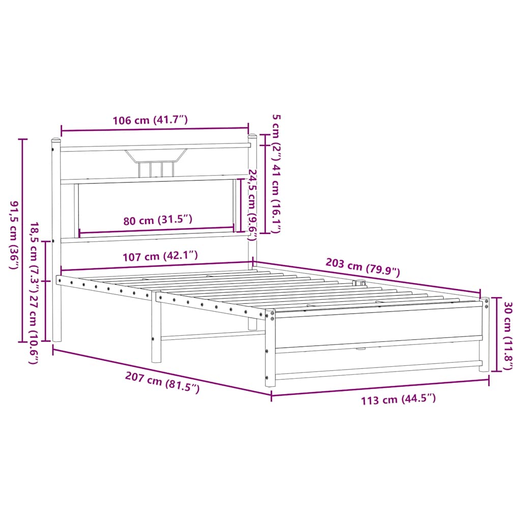 Okvir kreveta bez madraca boja hrasta sonome 107x203 cm drveni