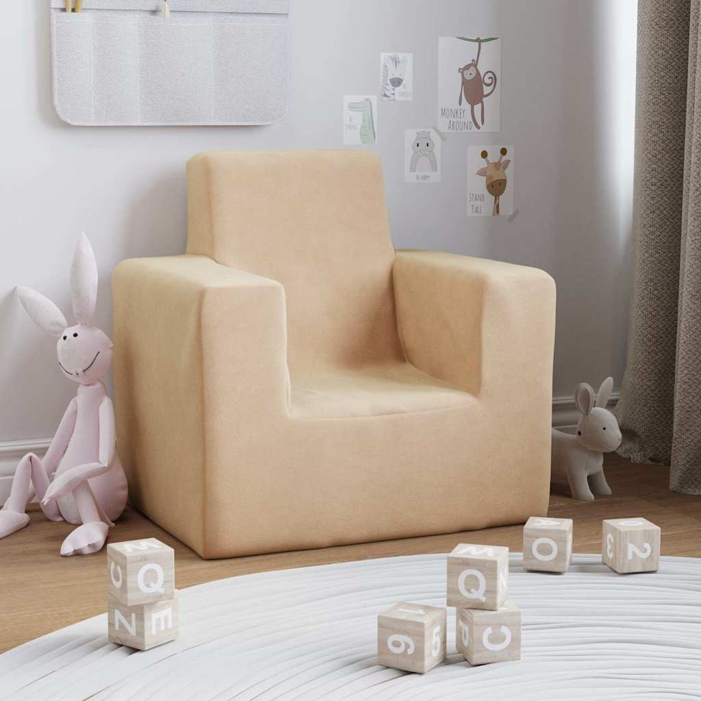 Dječja fotelja krem od mekanog pliša Krema Chair