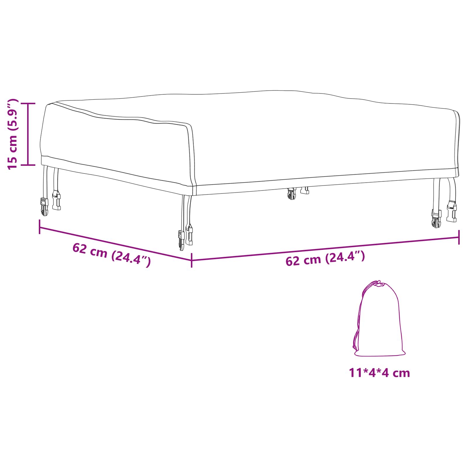 Pokrov za stol Crna 62 x 62 x 15 cm 600D Oxford tkanina