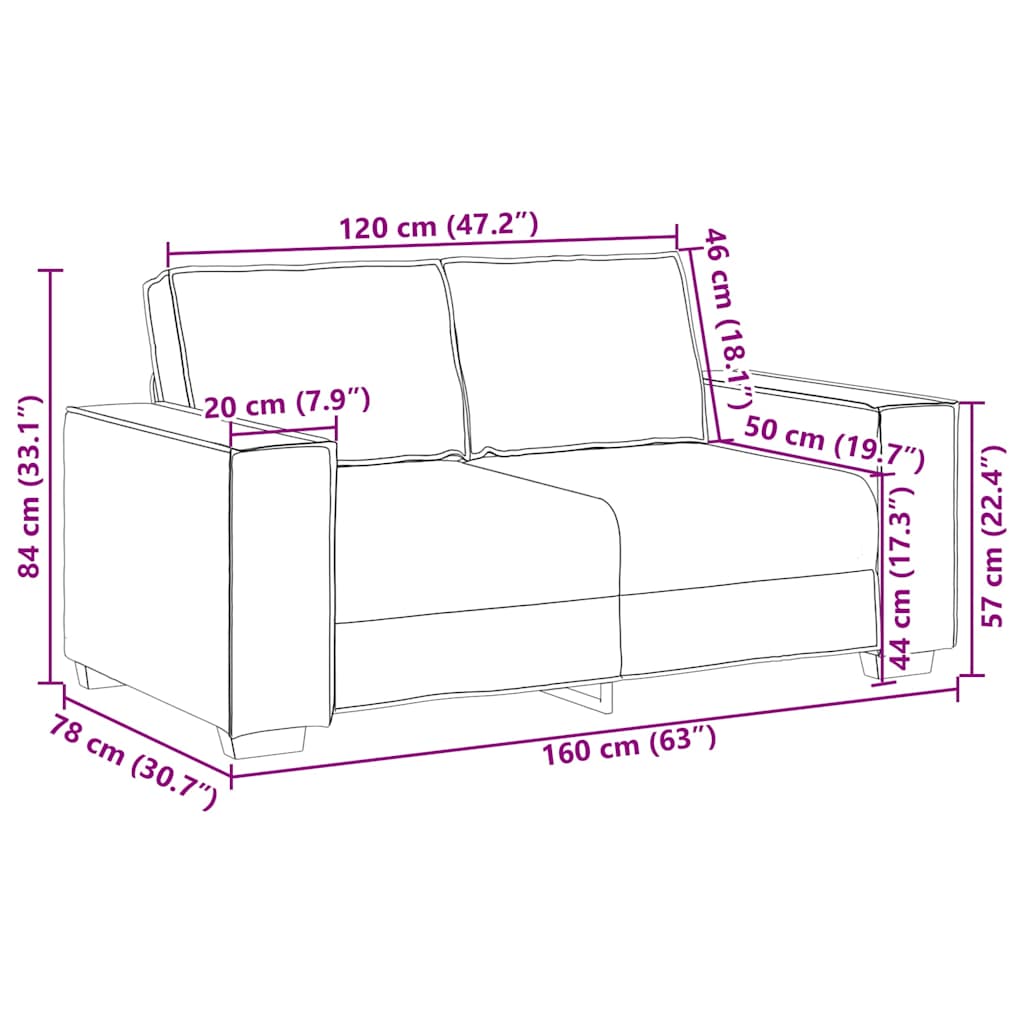 Dvosjed Sofa Tamno siva 160x78x84 cm Tkanina