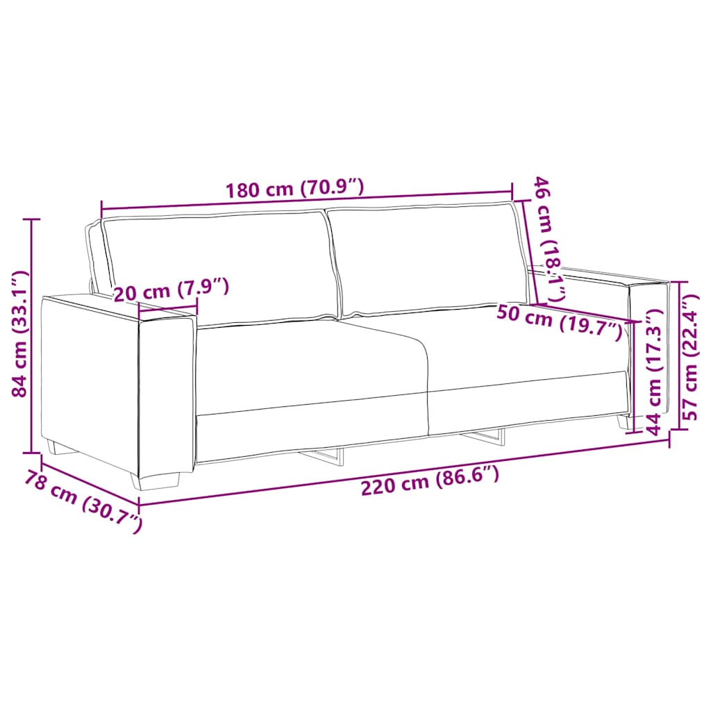 Trosjed Svijetlo siva 220x78x84 cm Tkanina