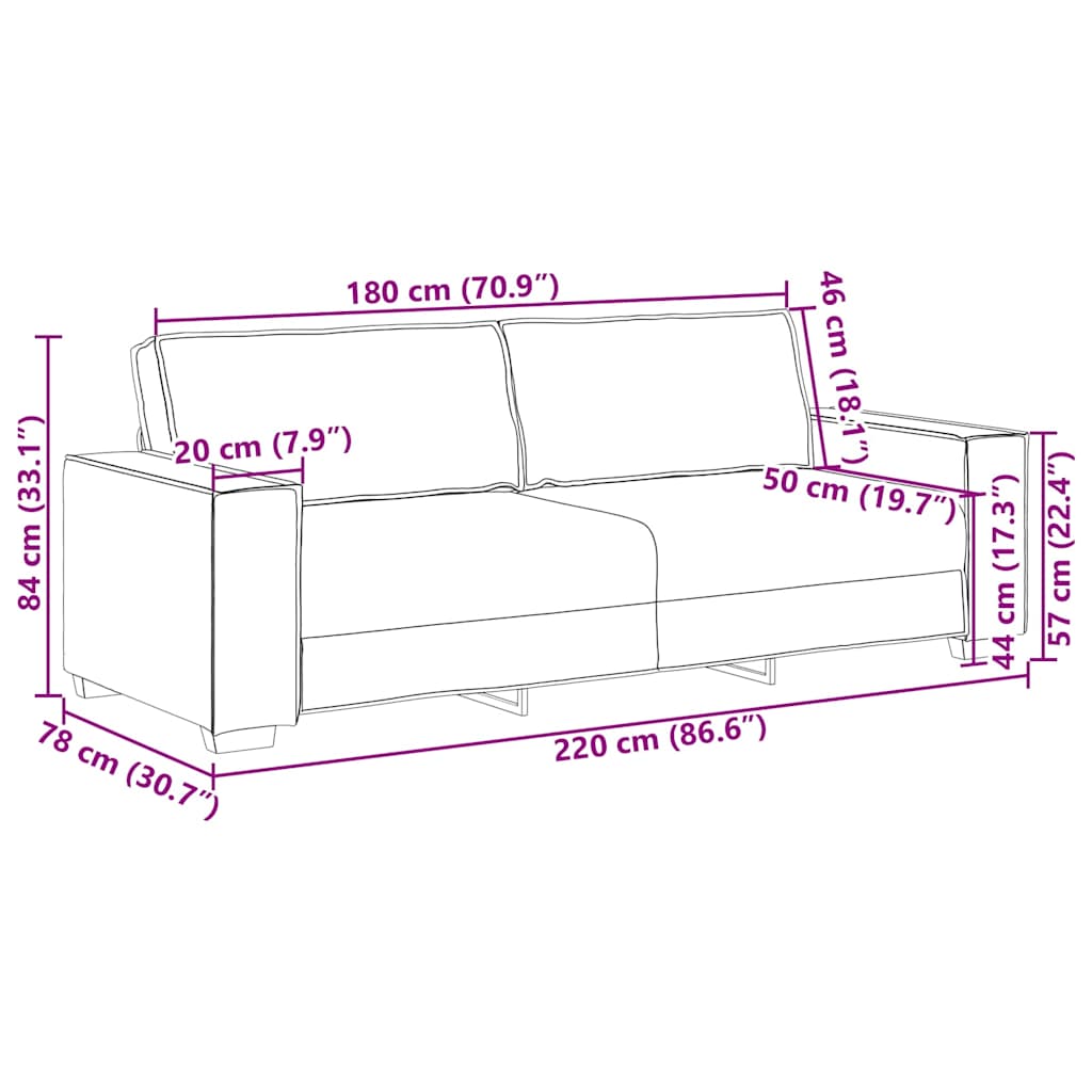 Sofa za 3 osobe Tamnozelena 220 cm tkanina