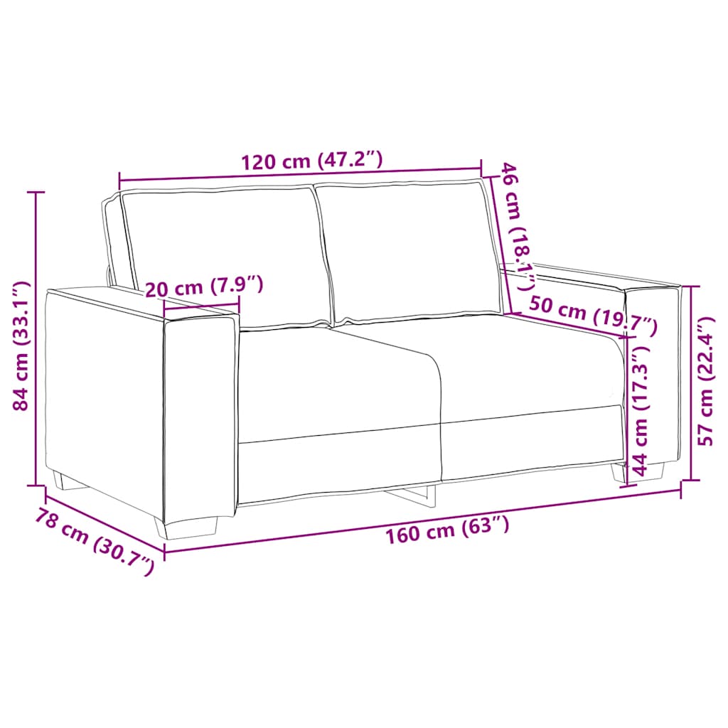 Dvosjed Sofa Tamno siva 160x78x84 cm Baršun