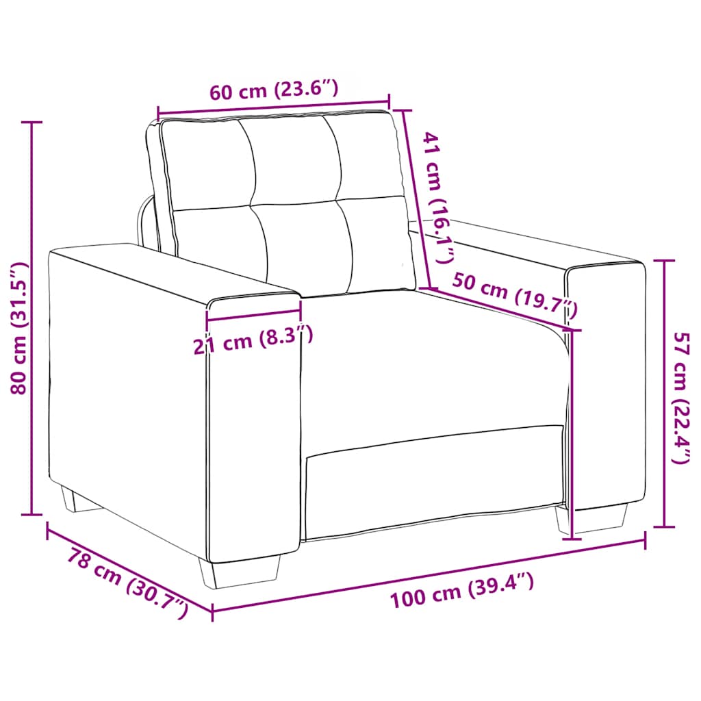 Sofa fotelja žuta 100x78x80 cm baršun