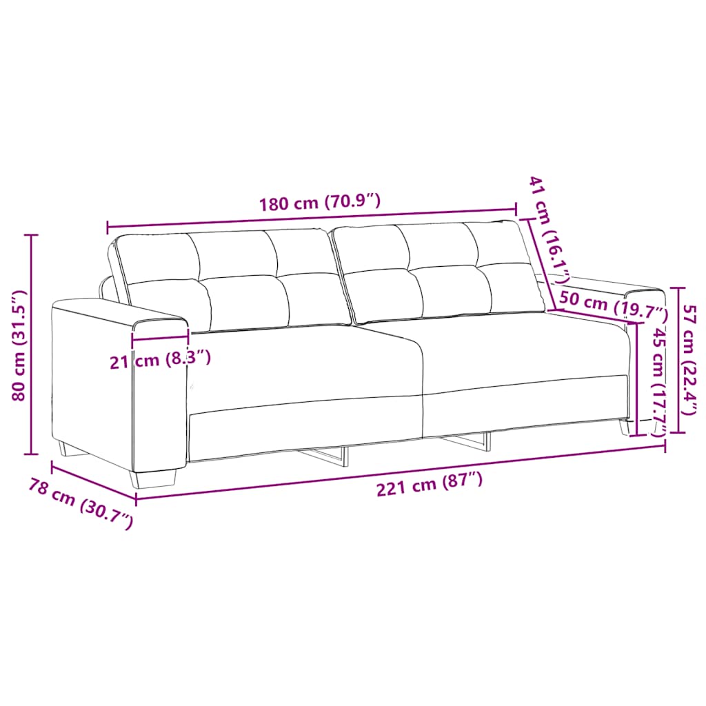 Trosjed Tamno sivi 220x78x80 cm Baršun