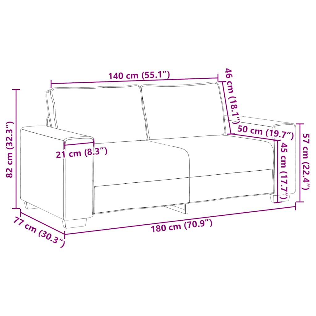 Dvosjed Smeđi 180x77x82 cm Tkanina